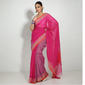 Magenta color Cotton Saree